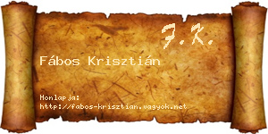 Fábos Krisztián névjegykártya